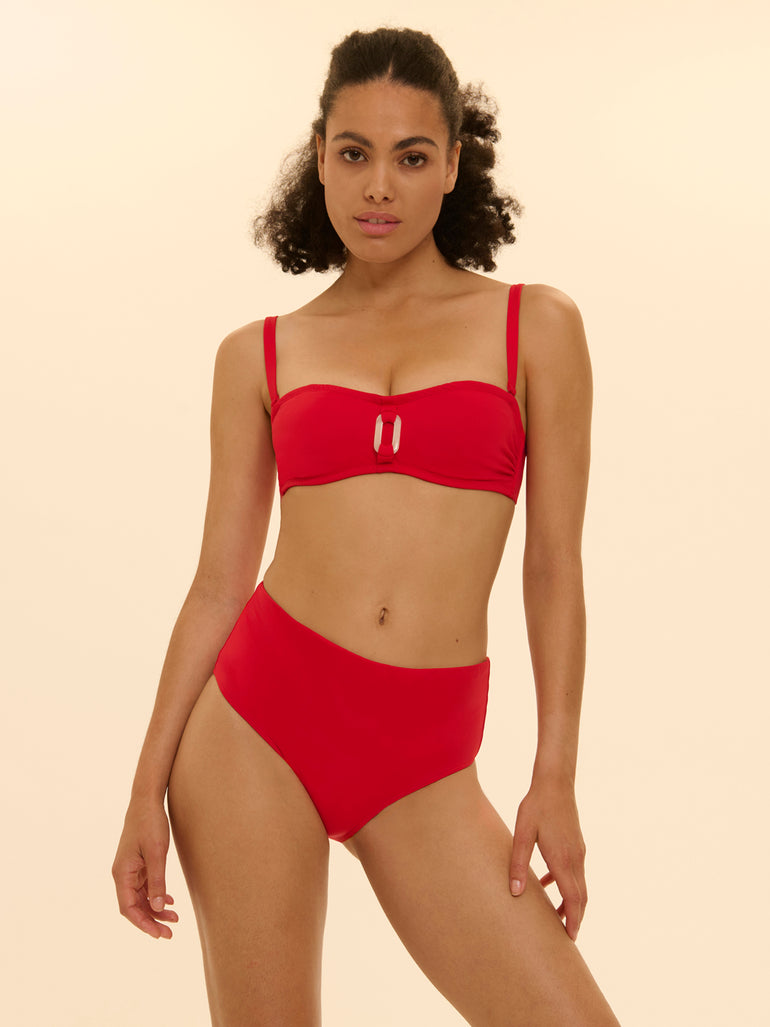 High-waist bikini brief - Scarlet