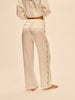 Trousers with embroidery - Natural