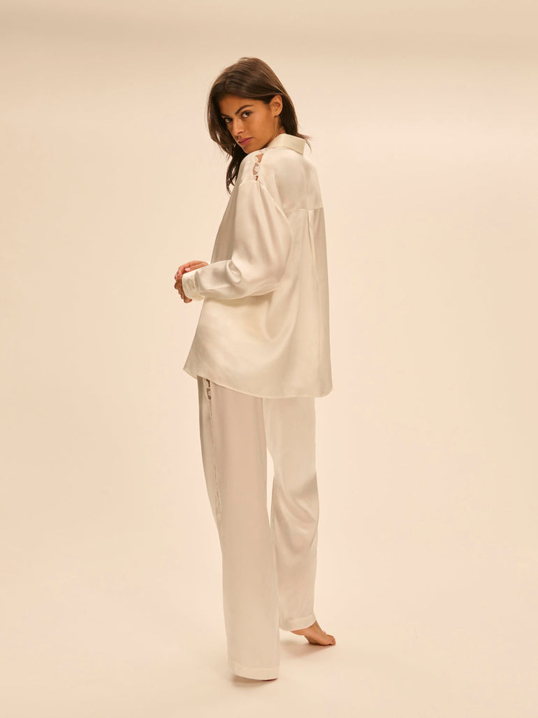 Trousers with embroidery - Natural