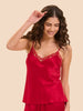 Top with embroidery - Opera Red
