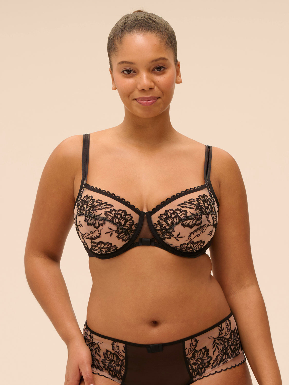 Squared neckline full cup bra - Light Tatoo