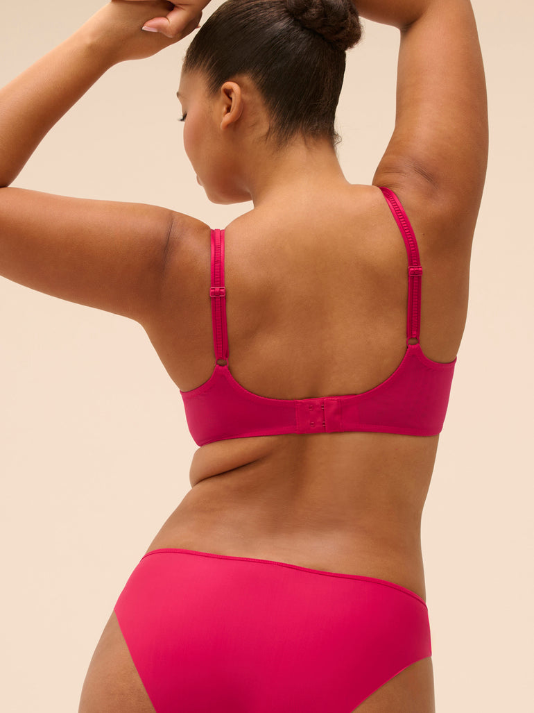 Squared neckline full cup bra - Cranberry