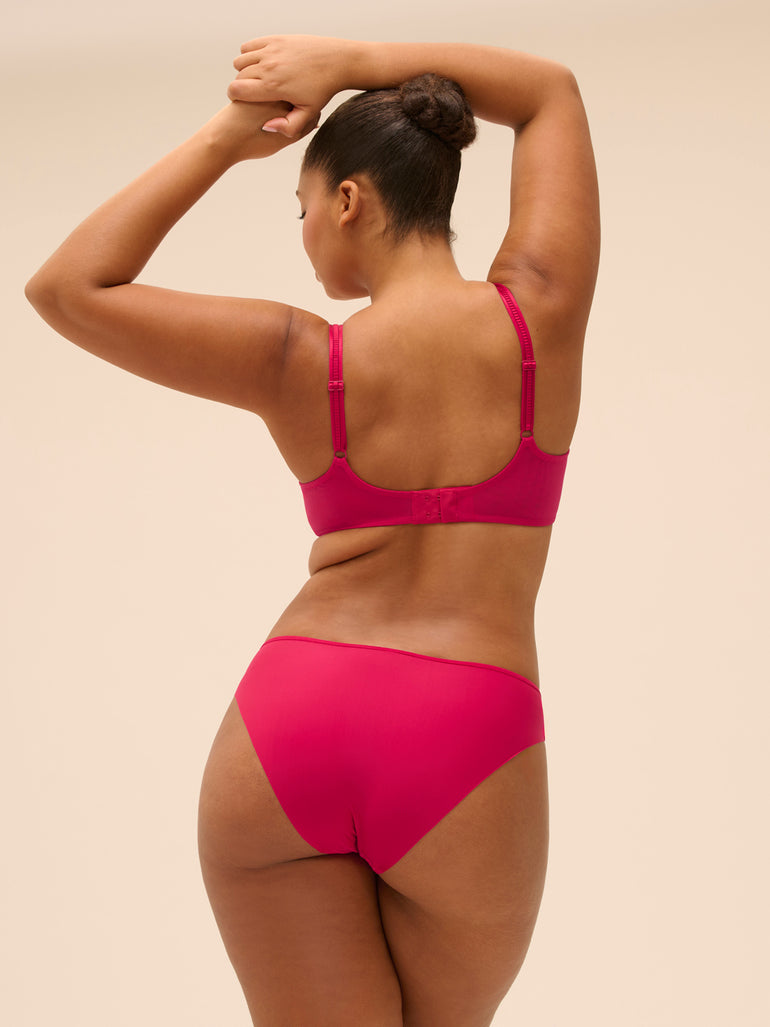 Squared neckline full cup bra - Cranberry