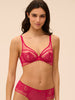 Plunging underwired bra - Cranberry