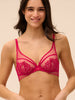 Plunging underwired bra - Cranberry