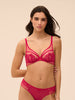 Plunging underwired bra - Cranberry