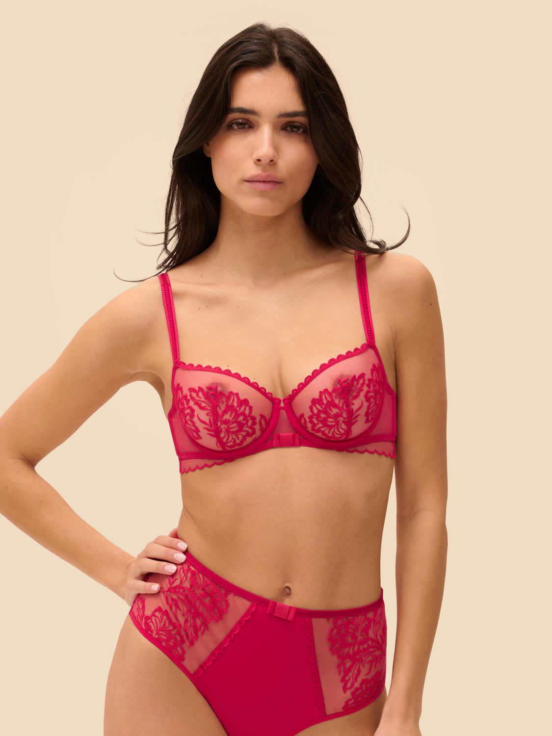 Half cup bra - Cranberry