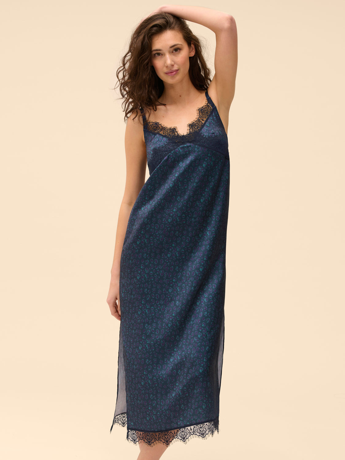 Long Nightdress - Feline Blue
