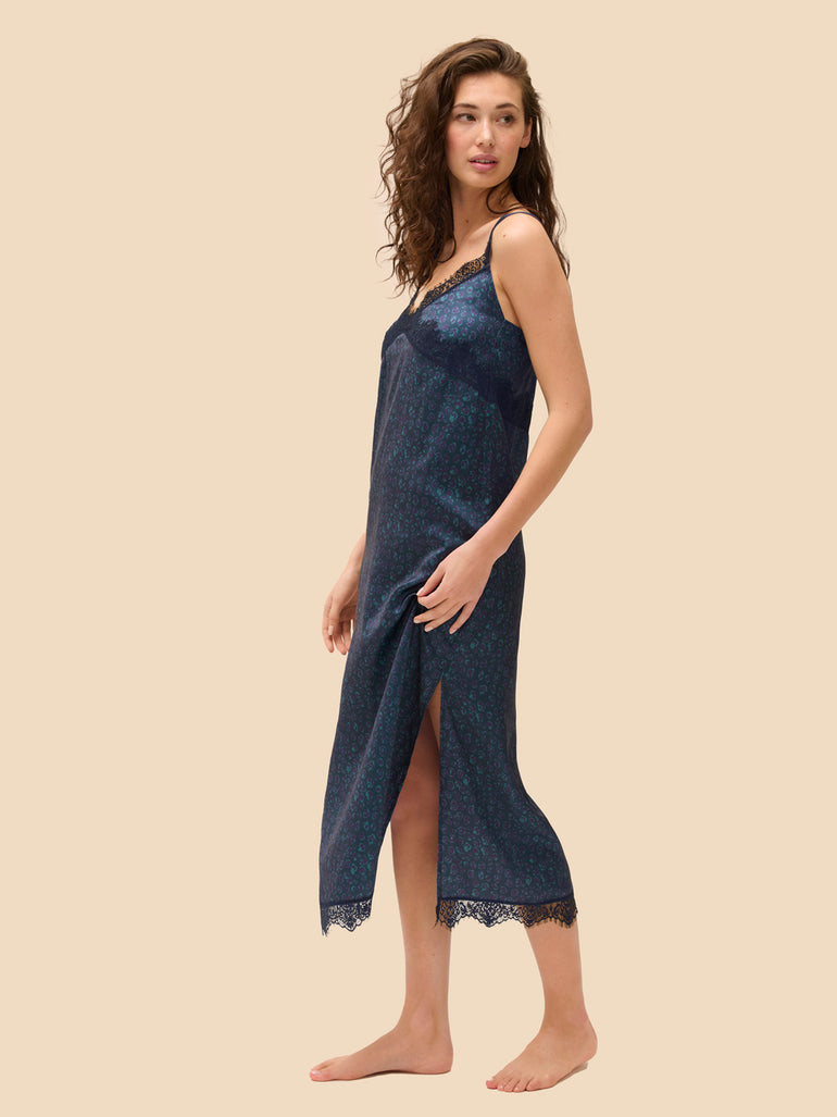 Long Nightdress - Feline Blue