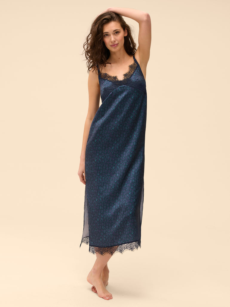 Long Nightdress - Feline Blue
