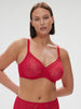 Plunging moulded underwired bra - Ruby pink