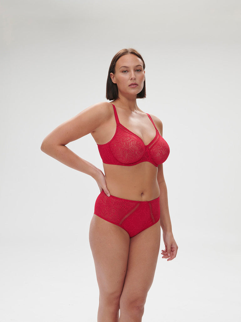 Plunging moulded underwired bra - Ruby pink