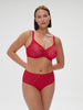 Plunging moulded underwired bra - Ruby pink