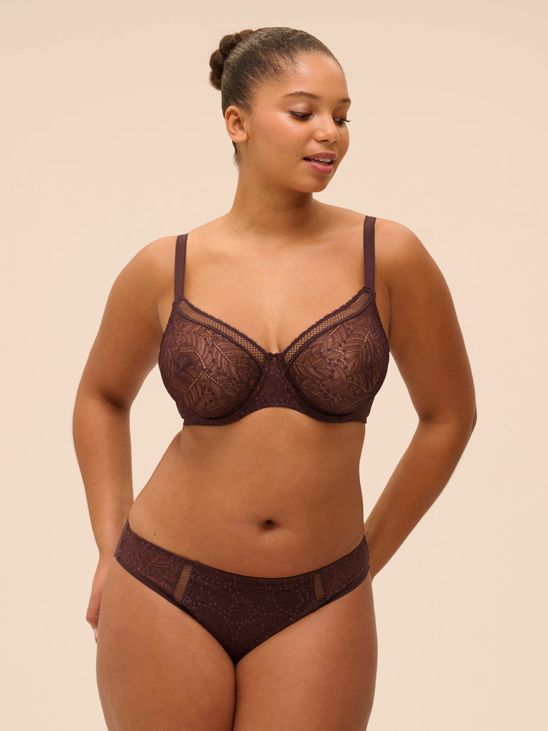 Plunging moulded underwired bra - Dark Brown