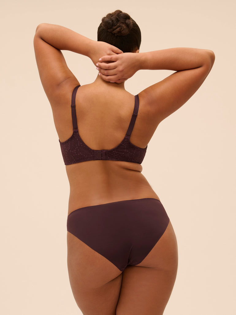 Plunging moulded underwired bra - Dark Brown