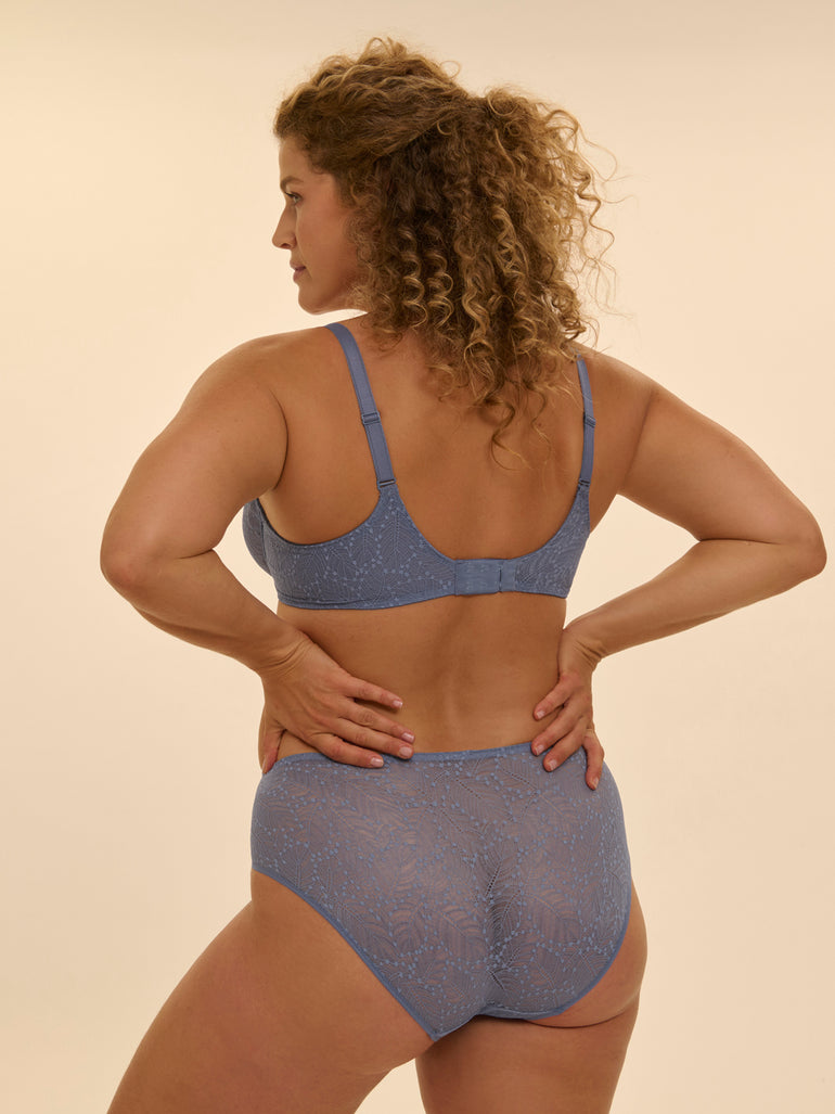 Plunging moulded underwired bra - Chambray Blue