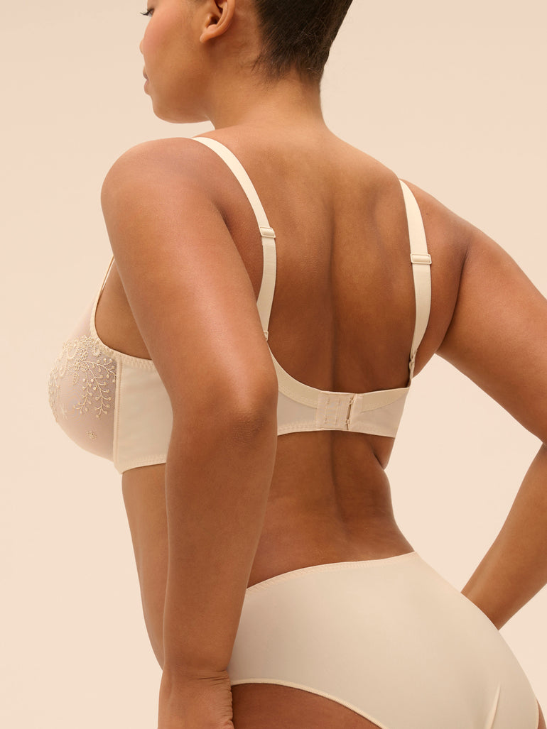 Plunging underwired bra - Topaz Beige