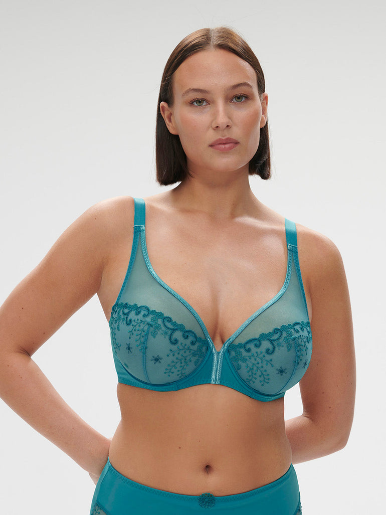 Plunging underwired bra - Atoll Blue