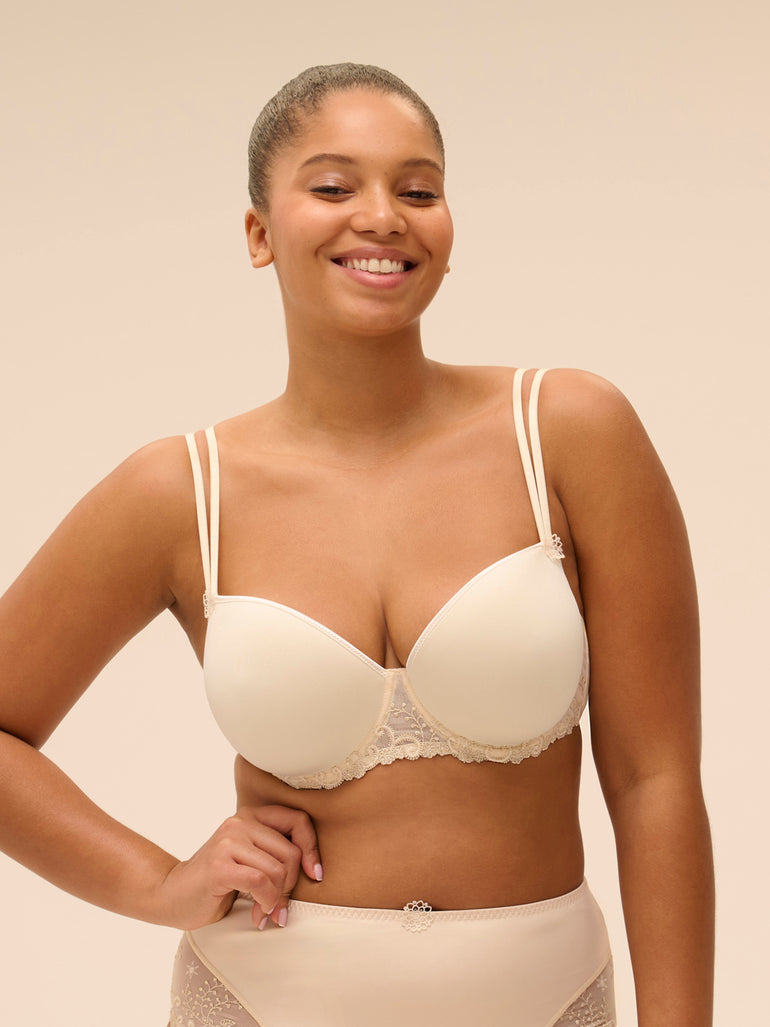 Squared neckline spacer bra - Topaz Beige