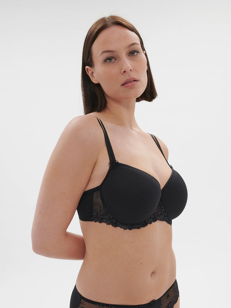 Squared neckline spacer bra - Gem Black