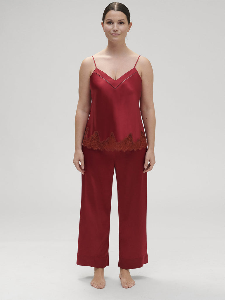 Nocturne Silk Top - Tango Red