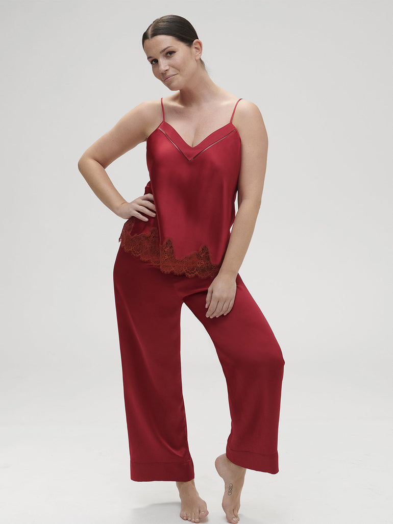 Nocturne Silk Top - Tango Red