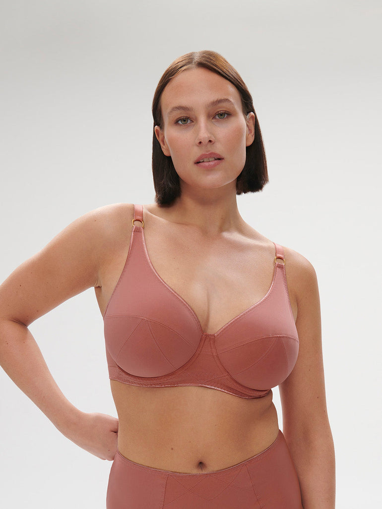 Plunging underwired bra - Lychee