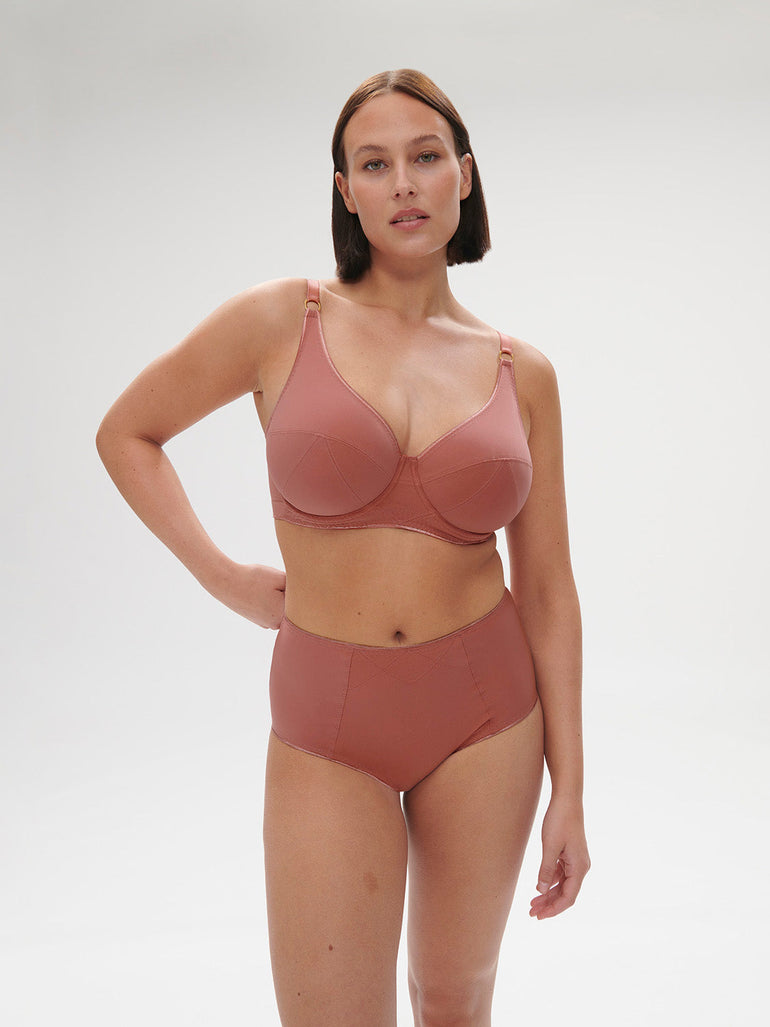 Plunging underwired bra - Lychee