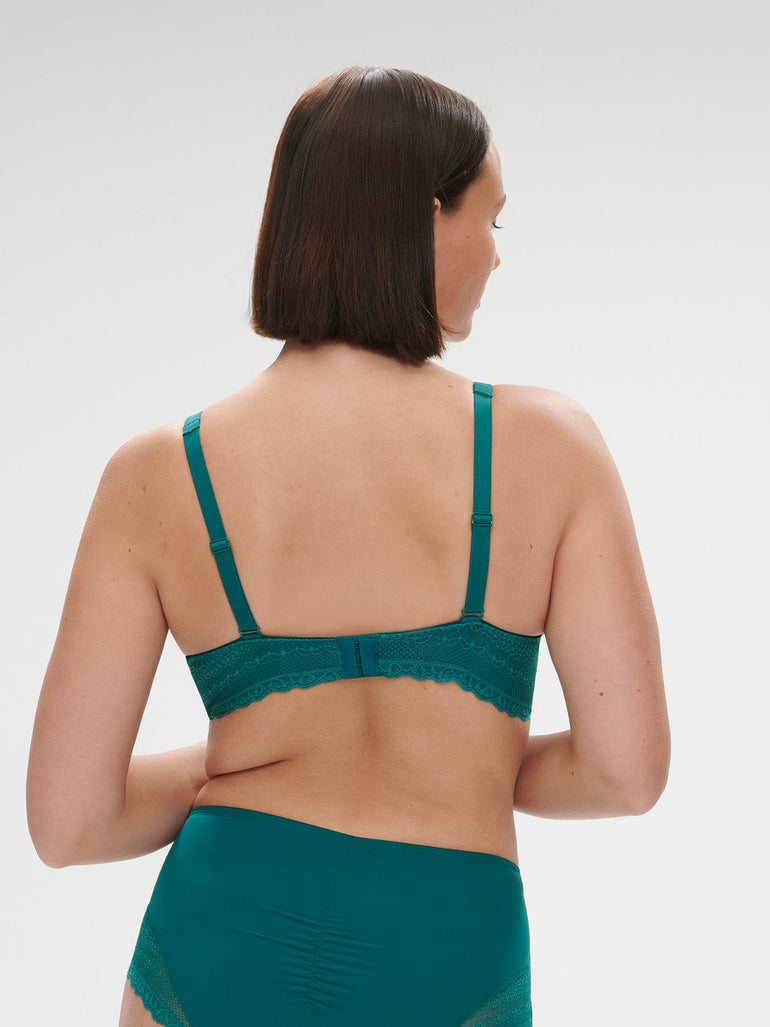 Plunging underwired bra - BLUE