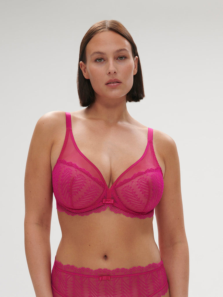 Plunging underwired bra - Hibiscus Pink