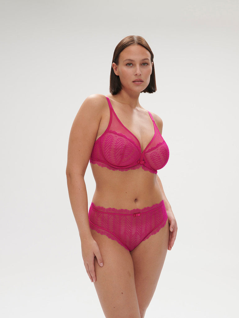Plunging underwired bra - Hibiscus Pink