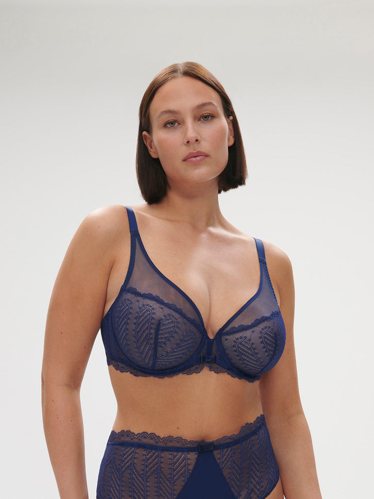 Plunging underwired bra - Midnight