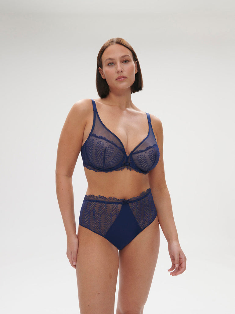 Plunging underwired bra - Midnight