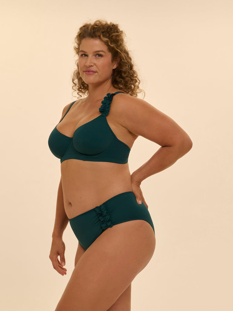 High-waist bikini brief - Emerald green