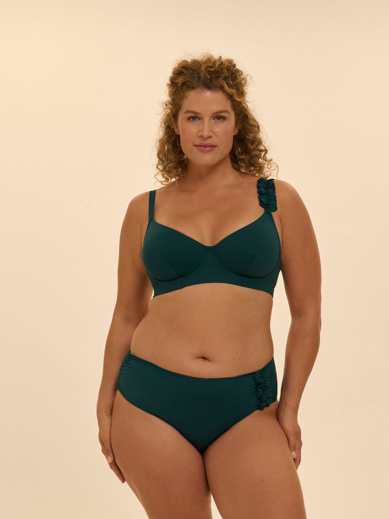 High-waist bikini brief - Emerald green