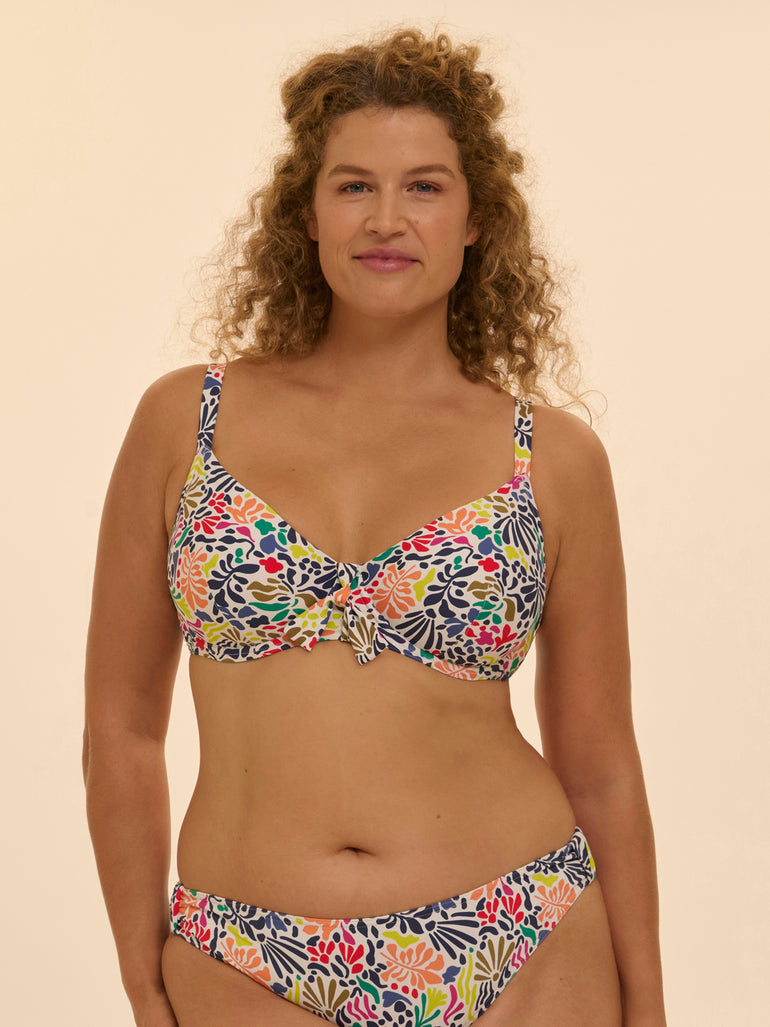 Underwired bikini top - Tropico white print