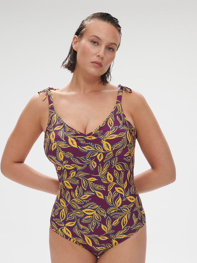 Wireless Molded One-Piece - Agadir Purple Print