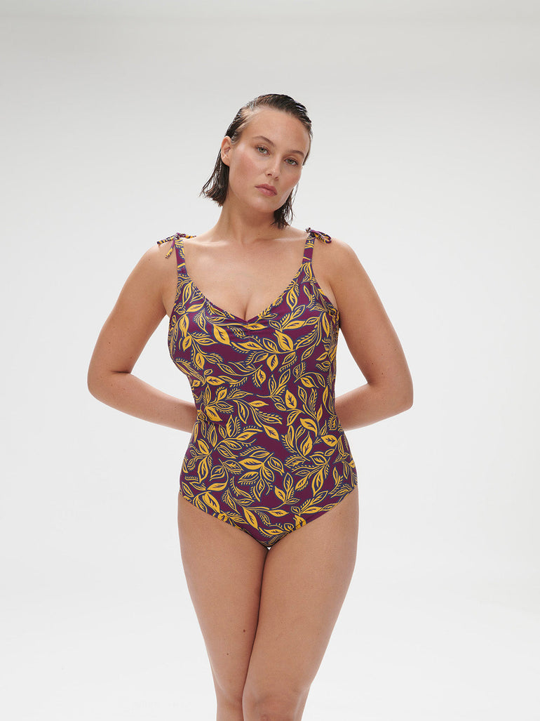Wireless Molded One-Piece - Agadir Purple Print