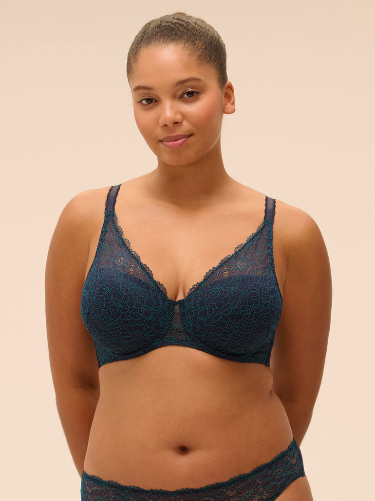 Squared neckline spacer bra - Sapphire