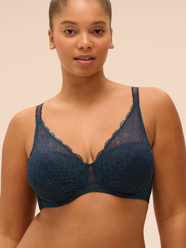 Squared neckline spacer bra - Sapphire