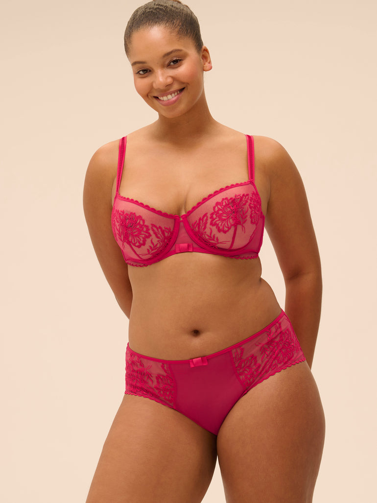 Half cup bra - Cranberry
