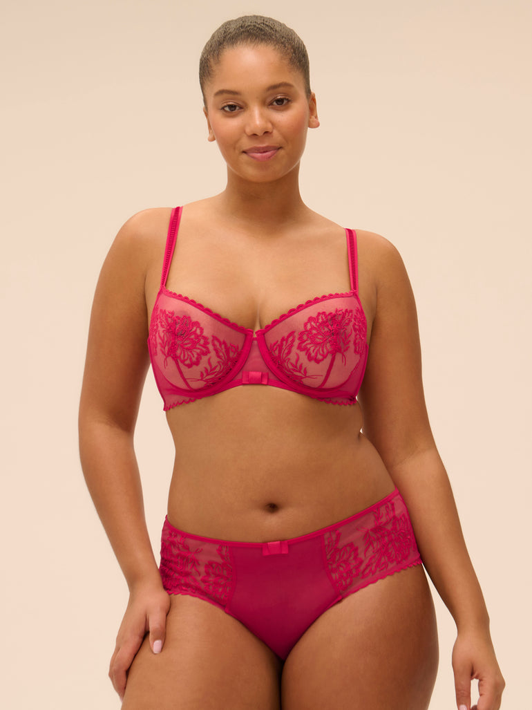 Half cup bra - Cranberry